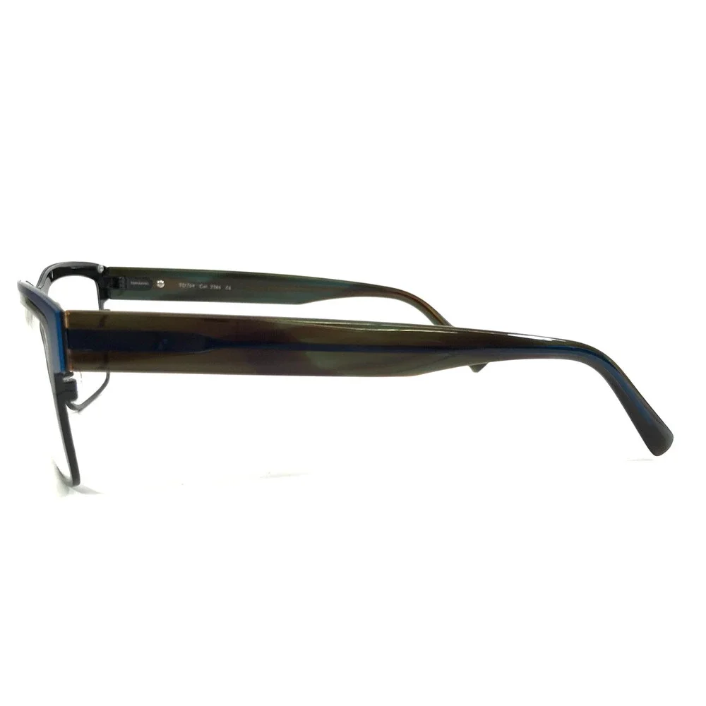 Tom Davies Eyeglasses Frames TD754 Col. 2266 Matte Black Blue Horn 57-18-145